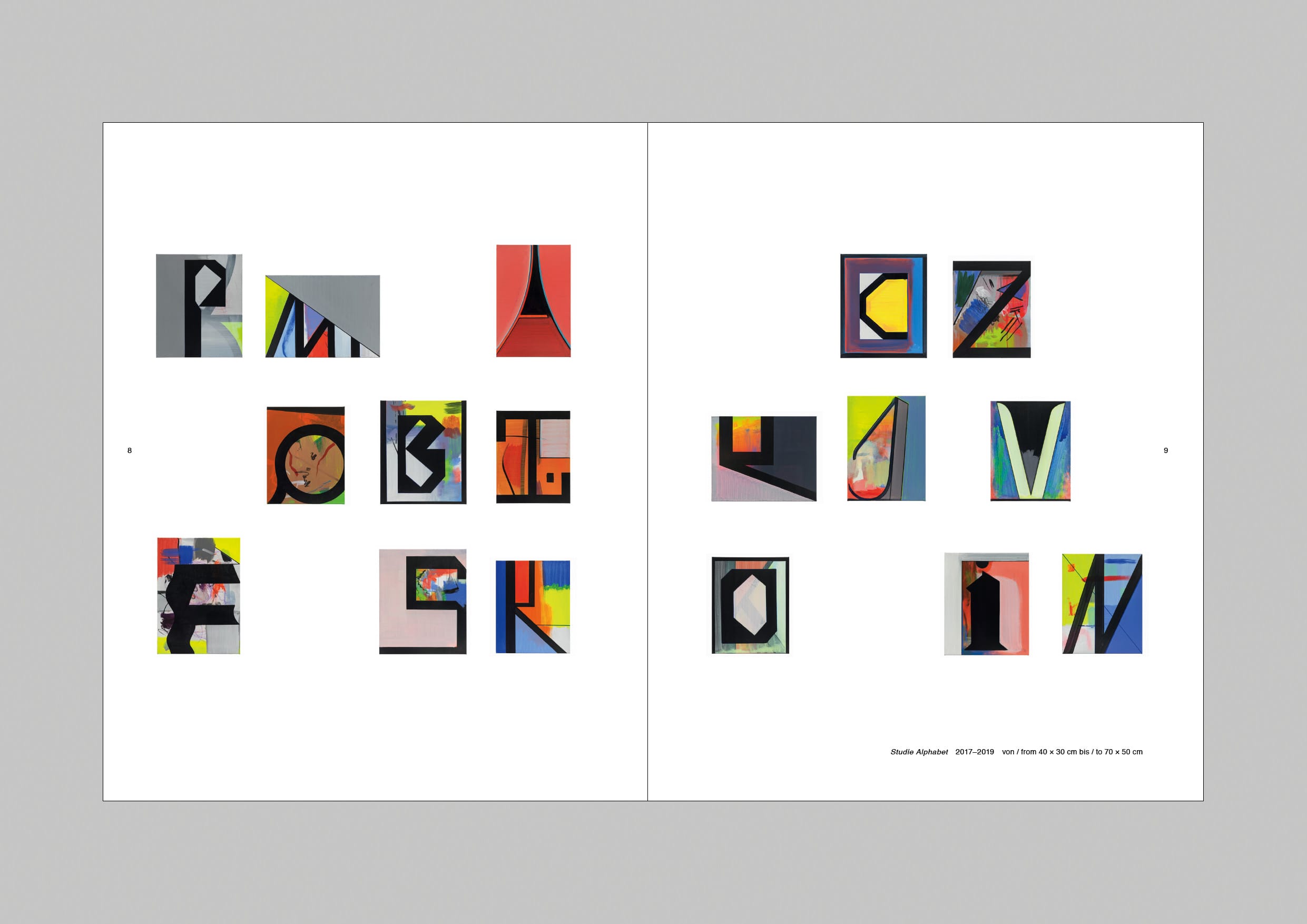 Innenseite des Kataloges mit Bildausschnitten von Gemälden der beiden Künstler.