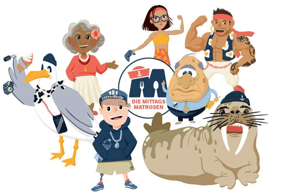 Logo und Figuren der Mittagsmatrosen